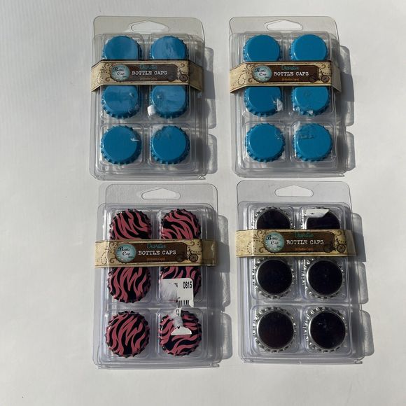 Decorative Bottle Caps for Crafting Jewelry - 24 Caps Total - Picture 1 of 8